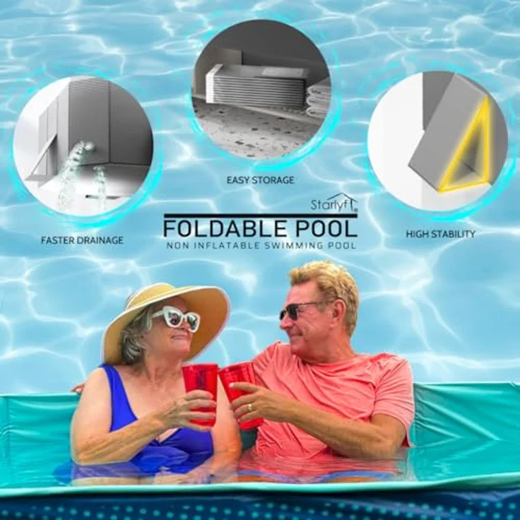 BEST DIRECT INDUSTEX Planschbecken Foldable Pool, tragbarer Kinder- und Hundepool, abnehmbar, 180 x 110 x 50 cm, 348 Liter Fassungsvermögen, rutschfester Boden, leicht zu reinigen – Bild 5
