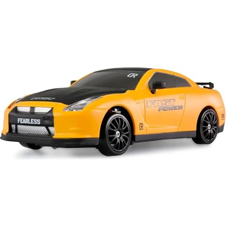 Amewi Drift Sport Car 4WD 1:24 RC ferngesteuert RTR gelb, LED-Frontbeleuchtung, Zusatzreifen mit Gummiauflage – Bild 2