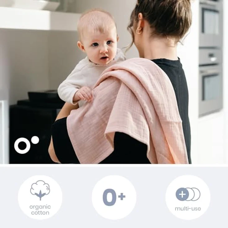 Doomoo 3er-Set Mulltücher Baby, 70x70 cm, Bio-Baumwolle, extra weich & saugfähig, waschbar, Rosa – Bild 2