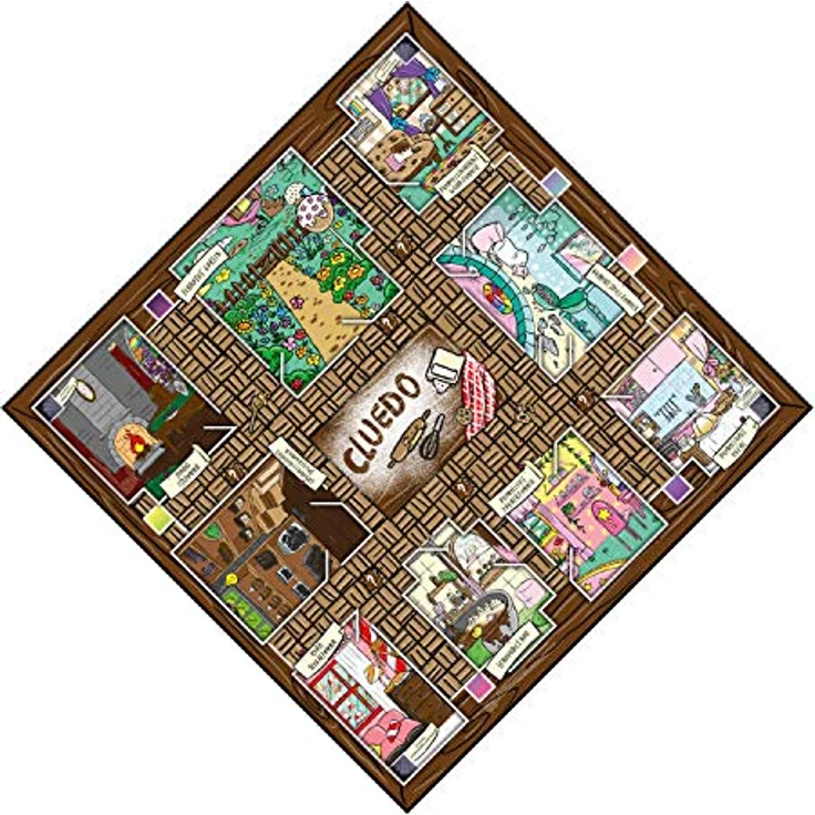 Winning Moves Cluedo Pummeleinhorn Brettspiel, Gesellschaftsspiel mit 6 Spielfiguren und 13 Fragezeichenkarten – Bild 3