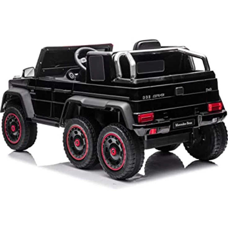 FINOOS Mercedes G63 6X6 AMG Kinderauto 12V, Elektroauto mit 4X45W, Gummireifen, Ledersitz, 2.4G Fernbedienung, LED Scheinwerfer, Schwarz – Bild 5
