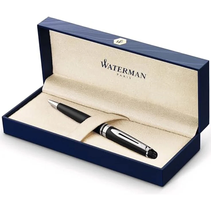 Waterman Füllfederhalter Kugelschreiber Expert M, Matt Schwarz C.C., Drehmechanik, blau, Geschenkbox – Bild 1