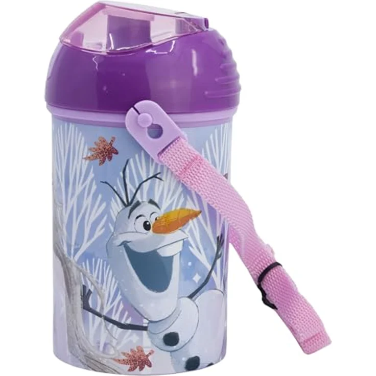 Stor Wiederverwendbare Flasche Robot Pop Up mit Strohhalm, 450 ml, Frozen Autum Leaves, BPA-frei, offizielles Lizenzprodukt – Bild 1