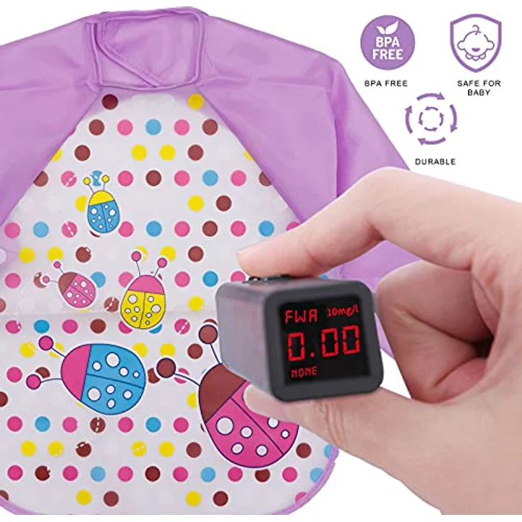 Baogaier Lätzchen Baby Wasserdichte Lange Aermel Kinder Mädchen Waschbar Babylätzchen zum Bemalen BPA Frei Abwaschbar Verstellbare Einfache Reinigung Schürze Essen Kunst Handwerk Spielen Rot Pink 4PCS – Bild 5