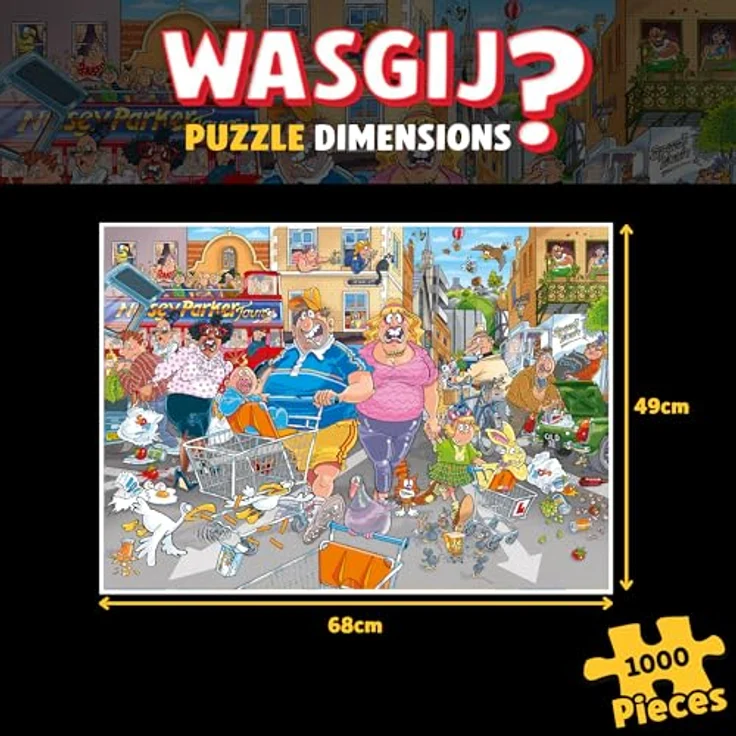 Wasgij Original 46, Parkplatz-Wahnsinn Puzzle mit 1000 Teilen und einzigartigem Konzept zur Nutzung von Fantasie und Hinweisen – Bild 2