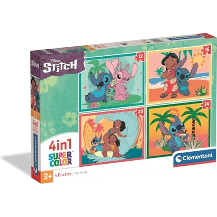 Clementoni Puzzle 4IN1 Stitch, 72 Stücke für Kinder 3-6 Jahre, fördert Handfertigkeit und Konzentration, Made in Italy, 21745 – Bild 1