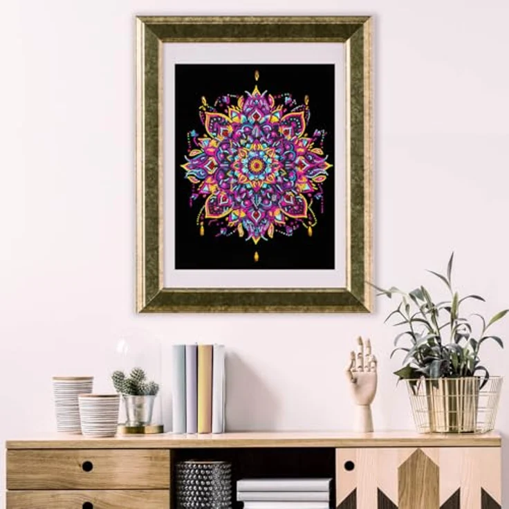 Diamond Dotz Kreativset Neon Mandala, Diamond Painting mit 13-Facettenschliff und hochwertigen Strasssteinen – Bild 3