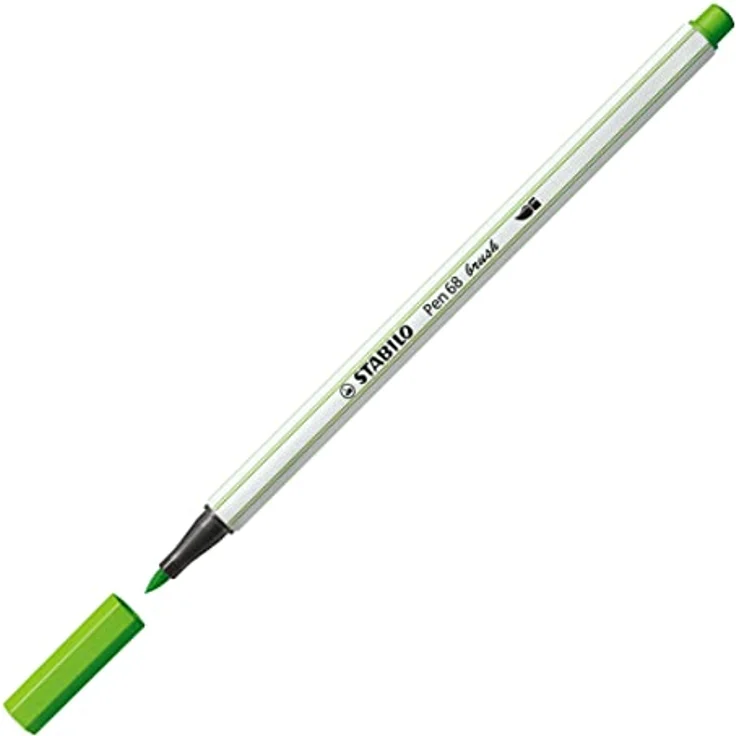 STABILO Pen 68 brush, Premium-Filzstift mit Pinselspitze für variable Strichstärken, hellgrün – Bild 2