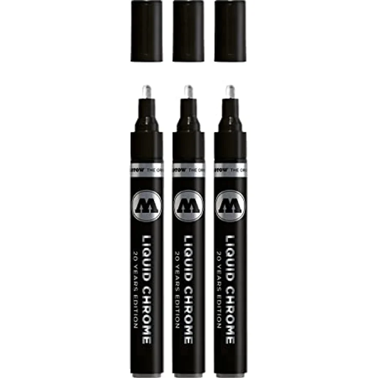 Molotow Liquid Chrome Marker 4,0mm (Spezialtinte mit echtem Spiegeleffekt für Modellbau, Graffiti & Hobby) 3 Stück chrom – Bild 1