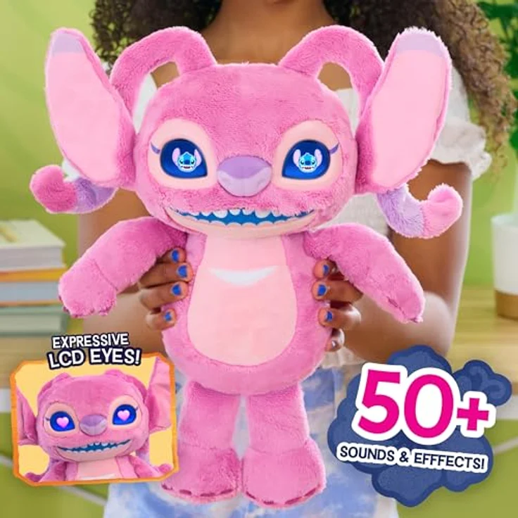 Just Play Disney Stitch Angel, 34 cm interaktives Plüschtier mit 50+ Sounds & Reaktionen, animierte LCD-Augen, für Kinder ab 3 Jahren – Bild 2