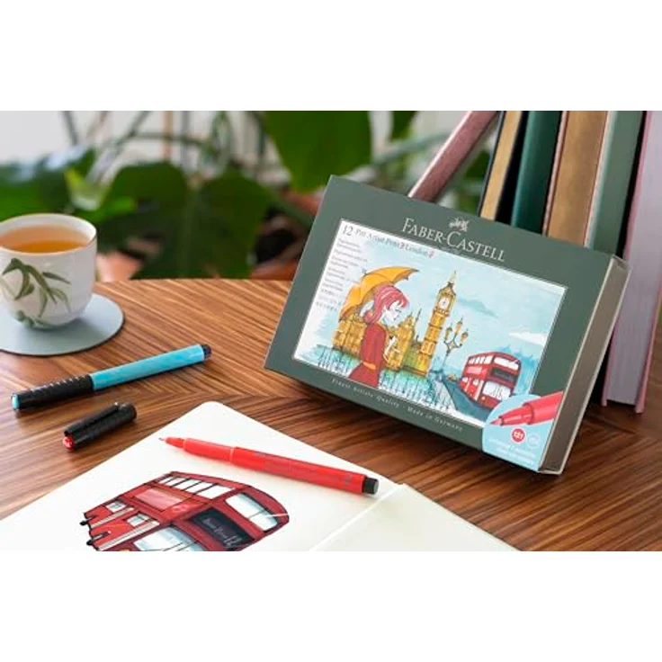 OTTO Pitt Artist Pen Tuschestift Geschenkset London, 12-teilig, pigmentierte wasserfeste Tusche, flexible Pinselspitze – Bild 4