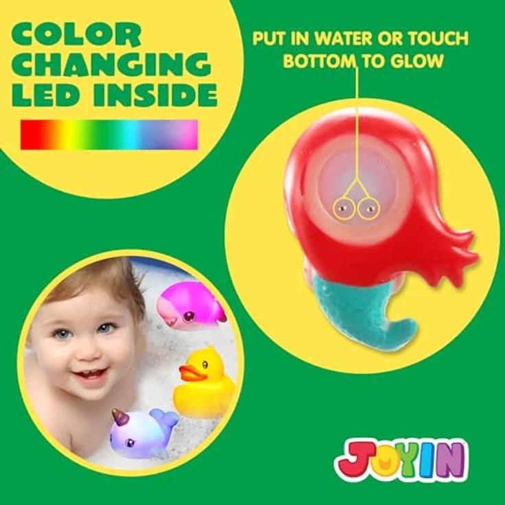 JOYIN 12 Stück leuchtende Badespielzeuge, blinkende LED-Badewanne Meerjungfrau Spielzeuge für Kleinkinder, farbenfroh und kinderfreundlich, für Baby Bathtime – Bild 3