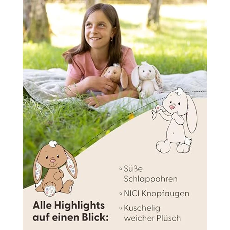 NICI Kuscheltier Hase Creme 20cm - Weiches Plüschtier mit recyceltem Material, ideal zum Schenken - 61458 – Bild 4