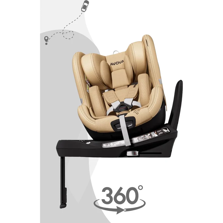 Avova Alera 1 Reboard Kindersitz, 360° drehbar, i-Size, 40–105 cm, Moon Beige
