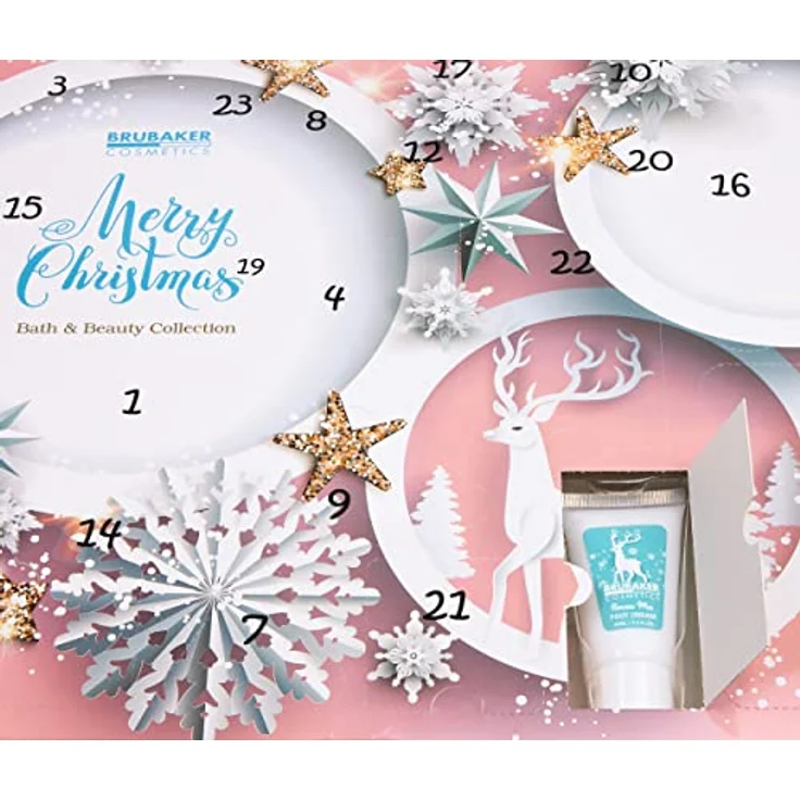 BRUBAKER Adventskalender XXL Beauty Weihnachtskalender 2024 - Sterne und Schneeflocken - Rosa (Pflege Produkte & Spa Accessoires, 24-tlg), Wellness Kalender Weihnachten für Frauen und Mädchen – Bild 6