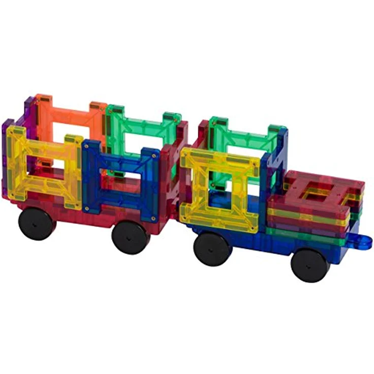 Playmags 2 Stück Auto-Set: stärkere magnetische Fliesen und Blöcke - Super Durable mit Vivid Clear-Color-Fliesen - STEM Spielzeug für Kinder. (Farben können variieren) – Bild 3