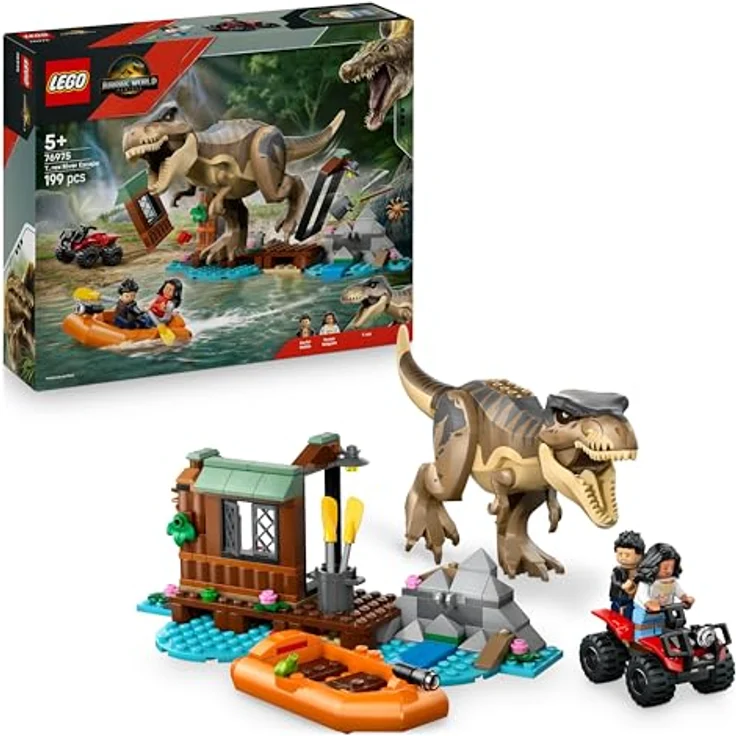 LEGO Jurassic World 76975, Flucht vor dem T.Rex Set mit 199 Teilen, ab 5 Jahren, beweglicher T.Rex und Minifiguren – Bild 1