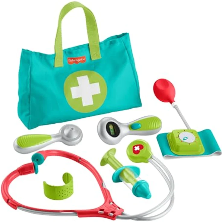 Fisher-Price Arzttasche für Rollenspiele, 7-teilige Doktortasche für Kinder ab 3 Jahren, HYH26 – Bild 1