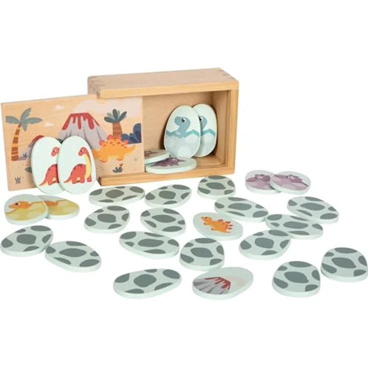 small foot Memospiel Dino, Holzspiel mit 14 Pärchen und Aufbewahrungsbox für Kinder – Bild 2