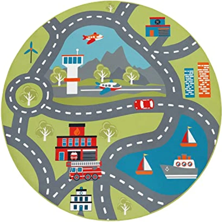 TT Home Kinderzimmerteppich, rutschfester Teppich für Junge und Mädchen, rund 200 cm, grün, maschinell gewebt aus 100% Polyester, STANDARD 100 by OEKO-TEX – Bild 3