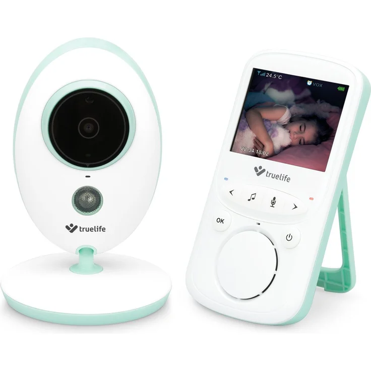 TrueLife Video-Babyphone NannyCam V24 Pro, 2,4" Display, klare Bildqualität, 300 m Reichweite, inkl. Thermometer - Packung Set, 1x Elterngerät, 1x Babygerät