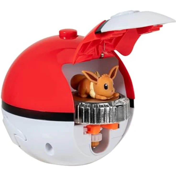 Pokémon Battle Spinner Single-Pack Evoli, Arena Set mit Pokéball Launcher, offiziell lizensiert, von Jazwares – Bild 2