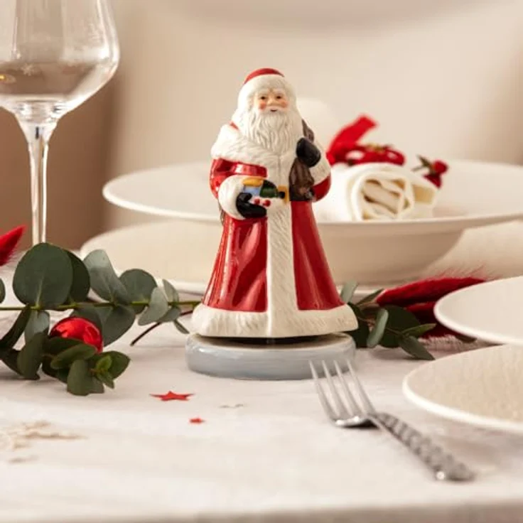 Villeroy & Boch Spieluhr Deko Santa NOSTALGIC MELODY mit drehender Porzellanfigur und hochwertiger Spieluhr, spielt "Santa Claus is coming to town" – Bild 3