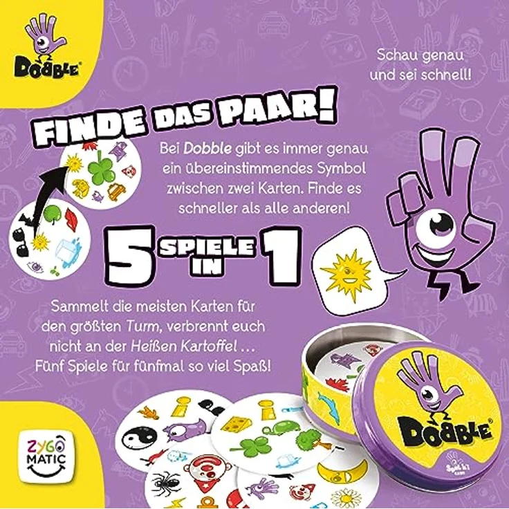 Zygomatic | Dobble Classic Eco | Familienspiel | Kartenspiel | 2-8 Spieler | Ab 6+ Jahren | 15 Minuten | Deutsch – Bild 3