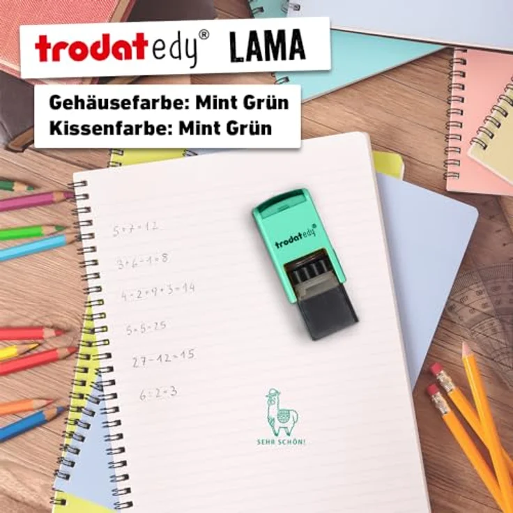trodat edy® Motivstempel Lama, 2,0 x 2,0 cm, Abdruckfarbe grün, 1 St. – Bild 3