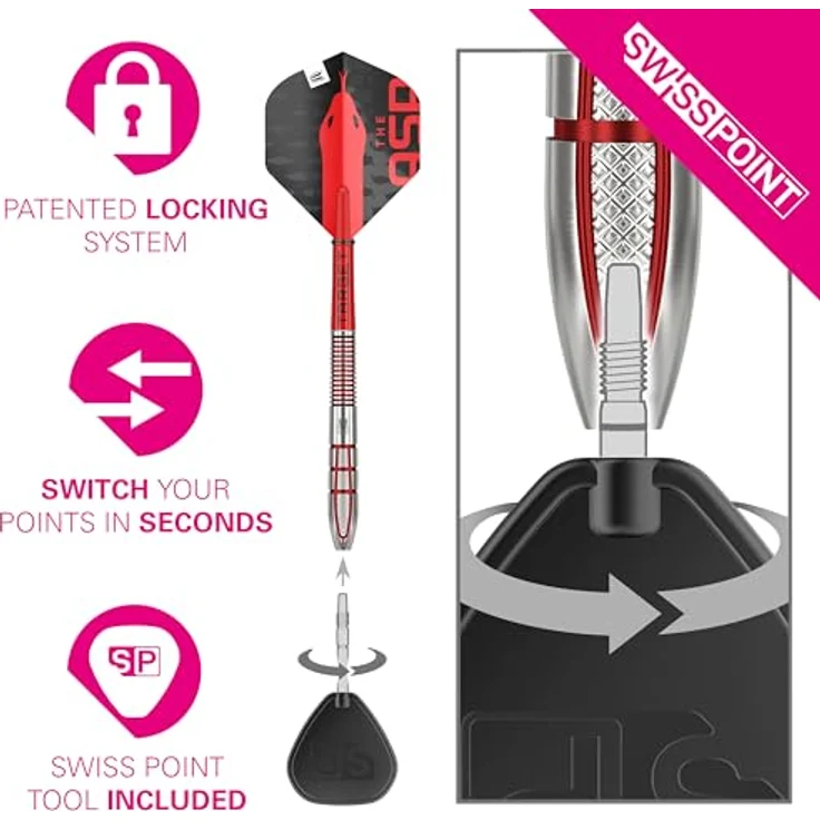 Target Darts Nathan Aspinall Gen 2, 95% Wolfram Steeldarts 24g mit Swiss Point-System und lebenslanger Garantie – Bild 4
