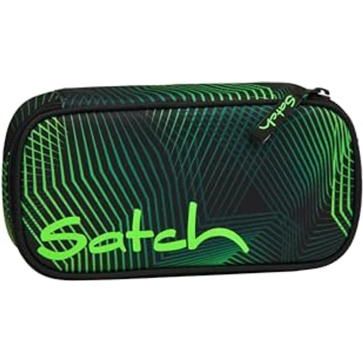 satch Schlamperbox extra groß mit Trennfach und Geodreieck, Seismic Green - Schwarz – Bild 1