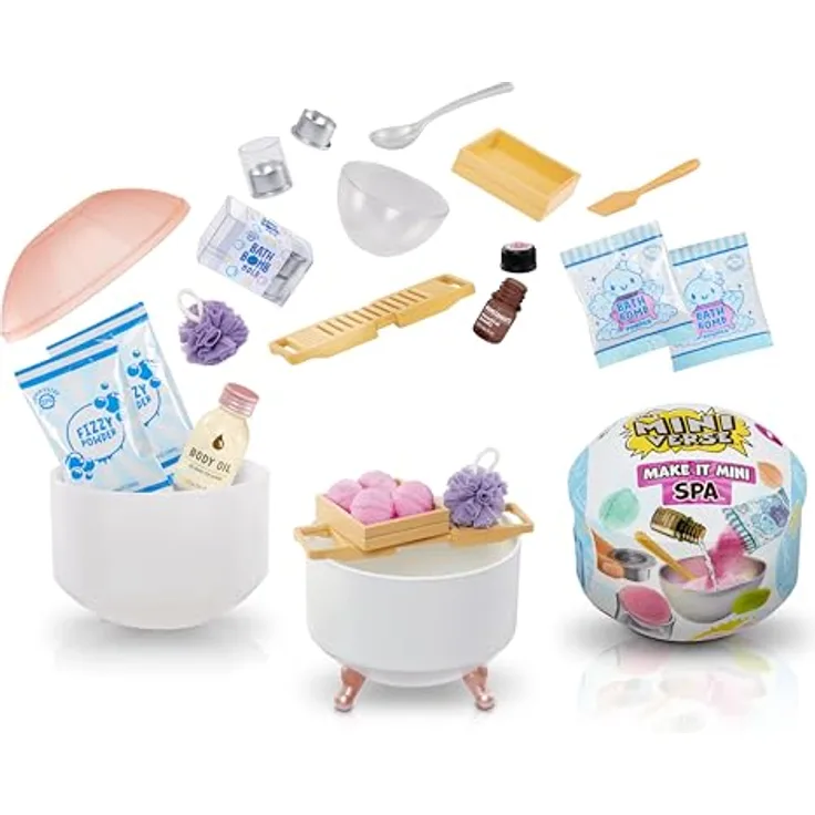 MGA ENTERTAINMENT Kreativset MGA's Miniverse - Make It Mini Spa, 10 Spa-Rezepte für Badebomben, Seifen und Peelings, inklusive Zutaten und Mini-Zubehör