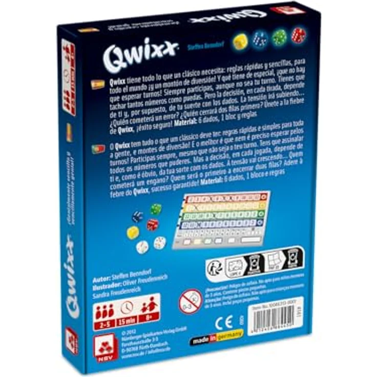 NSV QWIXX, Würfelspiel und Mentale Strategie, spanische Ausgabe mit einfacher Mechanik und hoher Wiederspielbarkeit – Bild 2