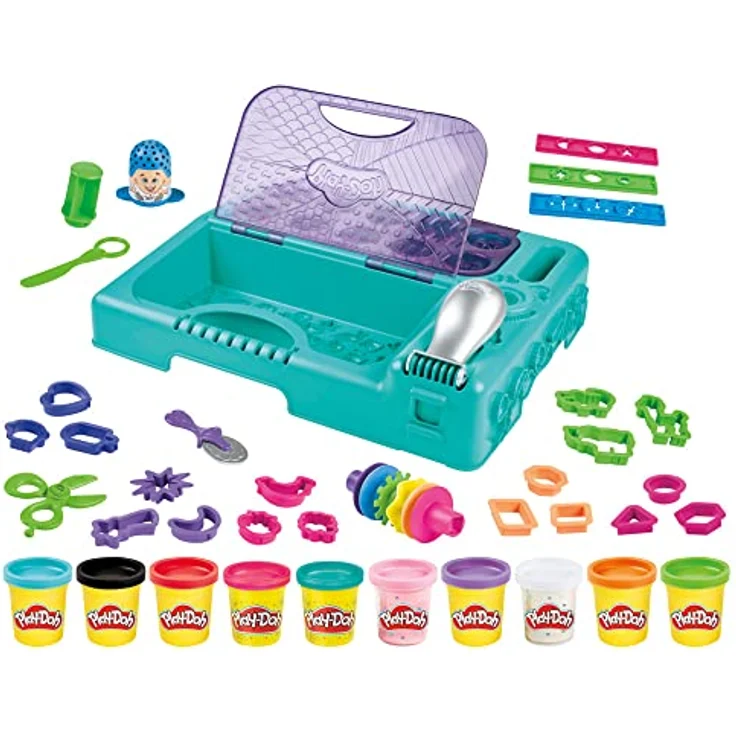 Play-Doh Kreativbox für unterwegs mit mehr als 30 Knetwerkzeugen und 10 Dosen – Bild 2