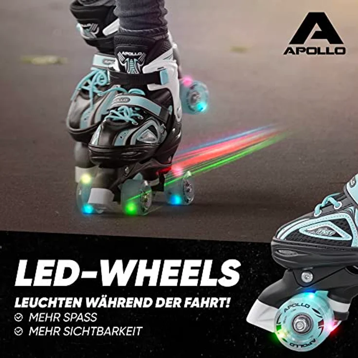 Apollo Super Quad X Pro LED Rollschuhe für Kinder | verstellbar | bequeme Softboots | Größen 31 - 42 – Bild 3