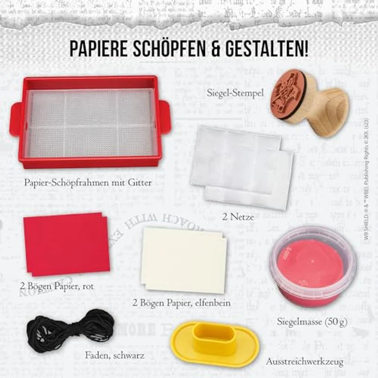 Kosmos 604639 Harry Potter AllesKönnerKiste Brief und Siegel, Papierschöpfrahmen, mit Original Hogwarts™-Wappen für Siegel, Harry Potter Bastelset für Kinder und Erwachsene – Bild 3