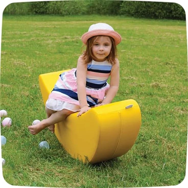 IGLU SOFT PLAY Schaukeltier Schaukelpferd Banane Forme, Gelb, Motorische Fähigkeiten Förderung, EU & US Sicherheitsstandards, Lettland Hergestellt – Bild 3