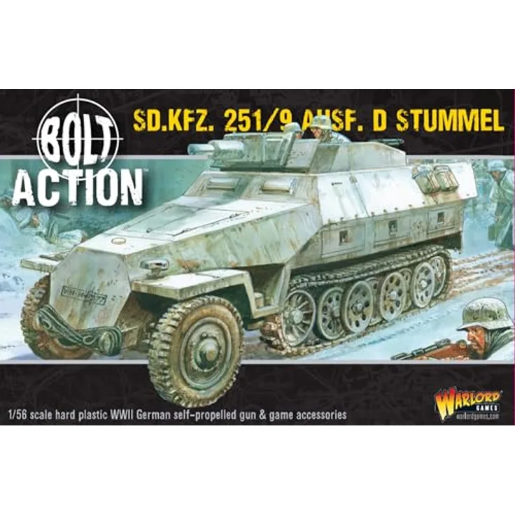 Warlord Games SD.KFZ 251/9 Ausf D (Stummel) Half-Track, Modellfahrzeug für den Zweiten Weltkrieg mit Bolzenaktion Mechanik