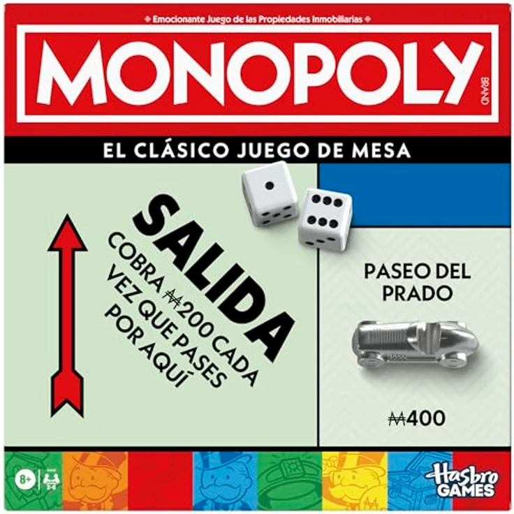 Hasbro Monopoly, Brettspiel mit Aufbewahrungsfach und größeren Spielfiguren, Spanische Edition – Bild 1