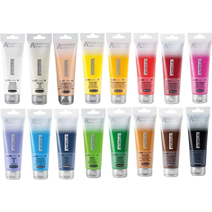 Schmincke Feinste Akademie Acrylfarben Valuepack, 16 Farben à 120 ml, hochwertige Malfarben für kreative Projekte – Bild 1