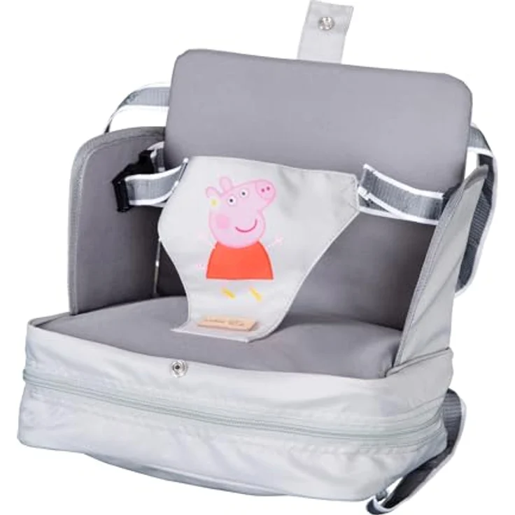 roba Boostersitz Peppa Pig - Aufblasbarer Sitz mit erhöhten Seitenlehnen - Mobile Sitzerhöhung für Kinder & Kleinkinder - Grau/Rosa – Bild 1