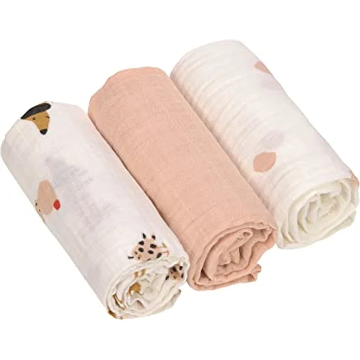 LÄSSIG Baby Puckdecke Spuckdecke Pucktuch Mulltuch 3er Set Baumwolle 60 x 60 cm/Swaddle & Burp Blanket M Little Mateys Cat – Bild 1