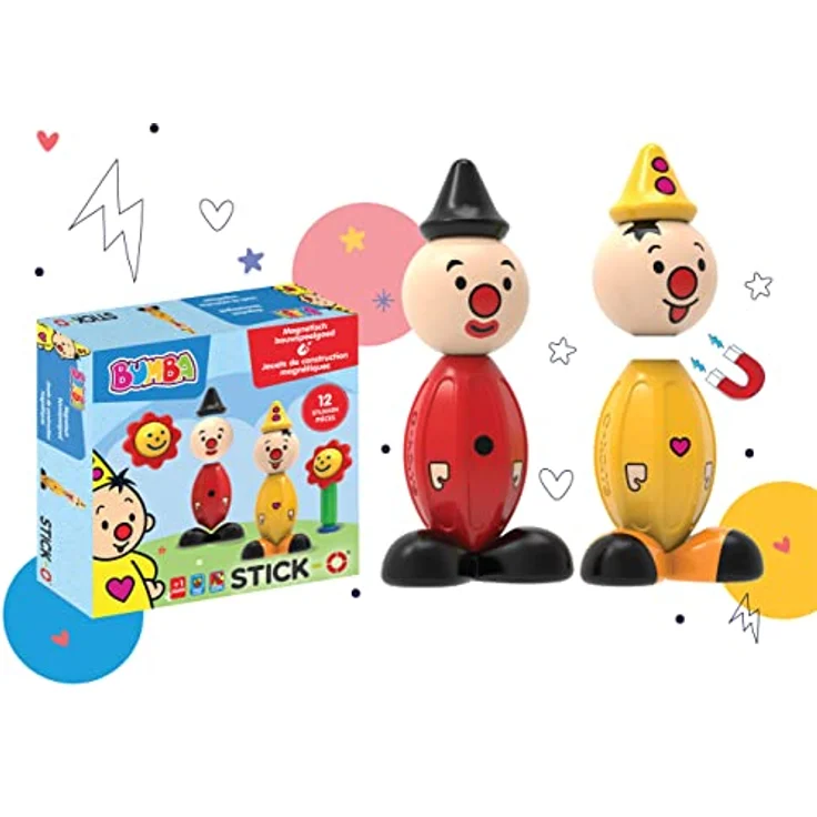 Stick-O magnetische Bausteine für Kinder ab 1 Jahre, kreatives Konstruktionsspielzeug, Lernspielzeug mit Magnet, Bumba Set für Mädchen und Jungen, Montessori Spielzeug, 12 Teile Set, – Bild 1