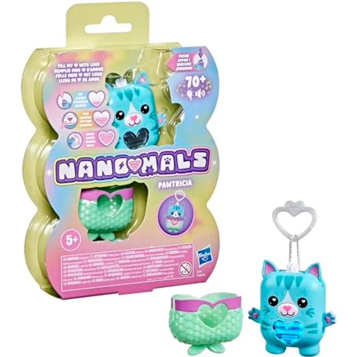 Nano-Mals Pawtricia, elektronisches Fidget-Tierchen in Blau mit farbwechselnder Herzanzeige, interaktiven Geräuschen und ansteckbarem Outfit – Bild 9