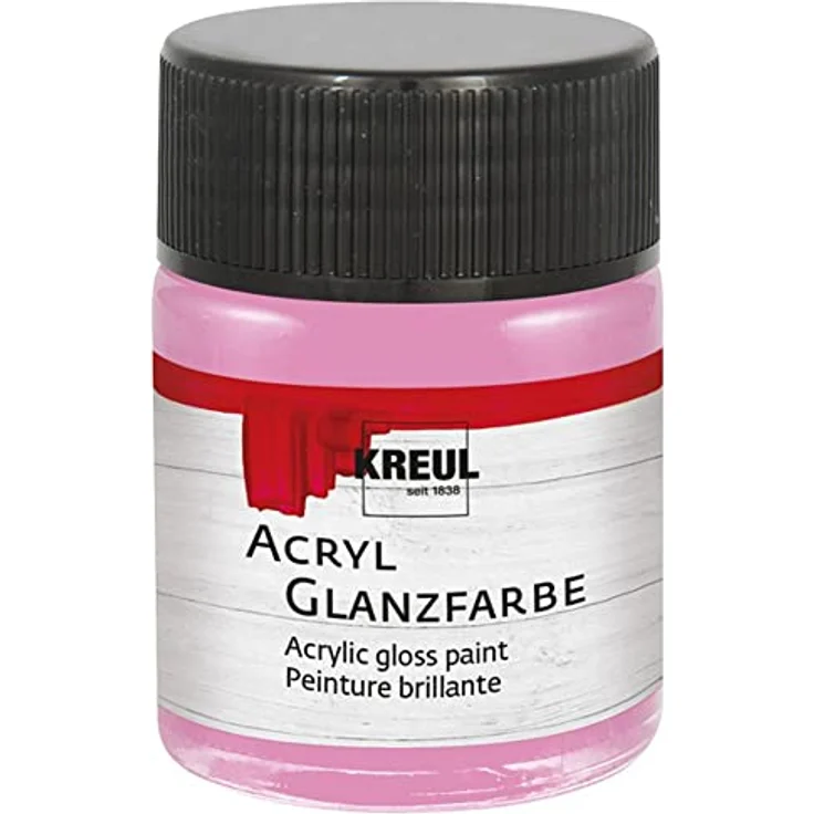 KREUL 79506 Acryl Glanzfarbe, 50 ml rosé, schnelltrocknend, speichelecht, deckend, auf Wasserbasis – Bild 2