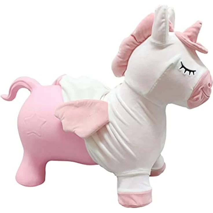 Lexibook Inflatable Jumping Plush Unicorn (BGP050UNI), Aufblasbares Hüpfeinhorn für Kinder, max. Tragfähigkeit 50 kg, ergonomische Sitzfläche – Bild 2
