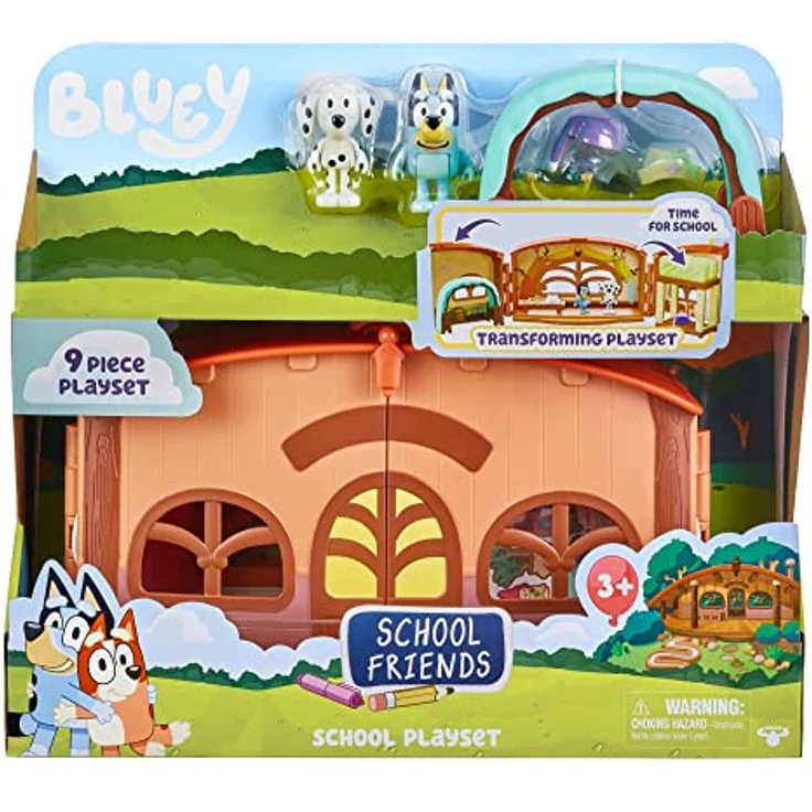 Blueys Calypso Schulspielset, Sammelfiguren Set mit Bluey und Chloe, orange, mit Zubehör und Aufklebern – Bild 7