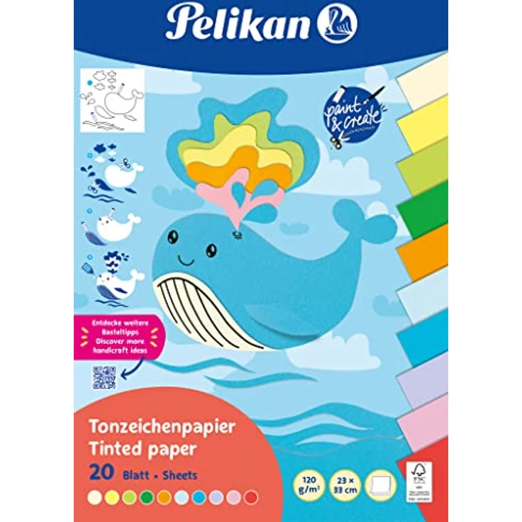 Pelikan Tonpapier Block 23 x 33 cm, 20 Blatt in 10 Farben, Summer – Bild 1