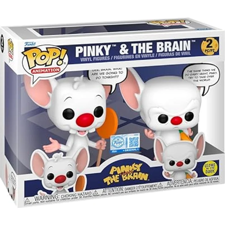 Funko Pop! Animation: Pinky & The Brain - Glow in the Dark Spezial Edition 2-Pack mit Echtheitsprüfung – Bild 1