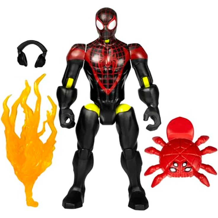 SPIDER-MAN MixMashers Marvel Miles Morales Spider-Man Mix-and-Match Action-Figur mit Zubehör, Schwarz, Millionen Kombinationen, inkl. Rucksack und Kopfhörern – Bild 1